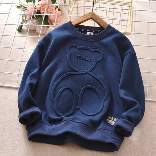 Kids' Bear Print Pullover Sweatshirt – Long Sleeve Children's Top