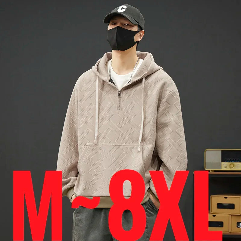 Men's Oversized Half-Zip Hoodie – Long Sleeve Streetwear Sweatshirt